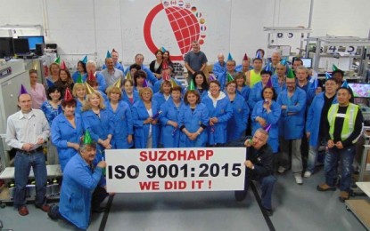 SuzoHapp bill validator factory gets ISO award